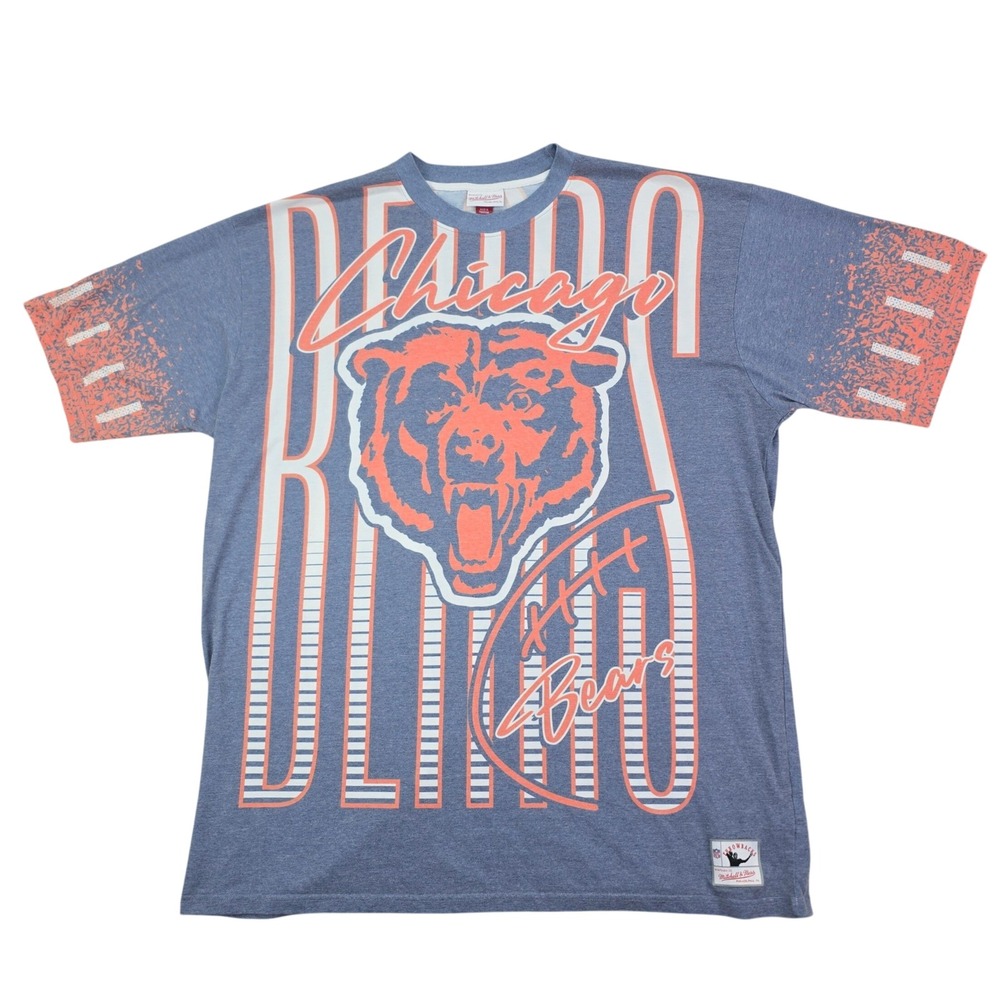 Mitchell & Ness Chicago Bears NFL T-Shirt 4XLT Blue Orange Throwback AOP Retro
